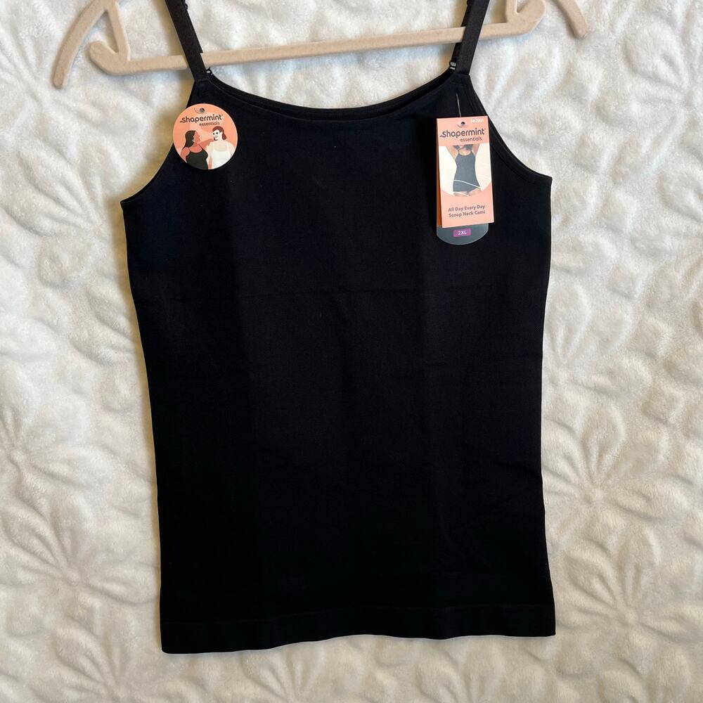 NEW Shapermint essentials #62001 all day every day scoop neck cami black sz 2XL